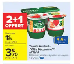 Carrefour ACTIVIA Yaourts Aux fruits offre