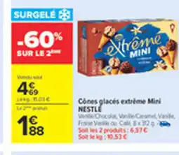 Carrefour NESTLE Cônes glacés extreme Mini offre
