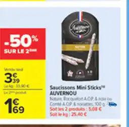 Carrefour AUVERNOU Saucissons Mini Sticks offre