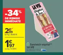 Carrefour LA VIE Sandwich végétal offre