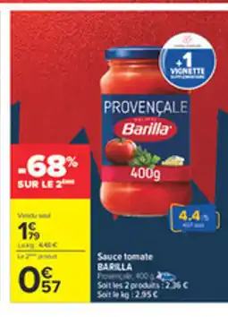 Carrefour BARILLA sauce tomate offre