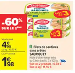 Carrefour SAUPIQUET Filets de sardines sans arètes offre
