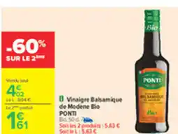 Carrefour PONTI Vinaigre Balsamique de Modene Bio offre