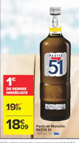 Carrefour PASTIS 51 Pastis de Marseille offre