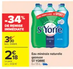 Carrefour ST YORRE Eau minérale naturelle gazeuse offre