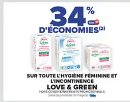 Carrefour LOVE & GREEN sur toute l'hygiène féminine et l'incontinence offre