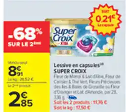 Carrefour SUPER CROIX Lessive en capsules offre