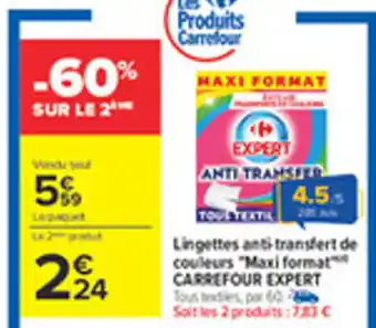 Carrefour CARREFOUR EXPERT Lingettes anti-transfert de couleurs Maxi format offre