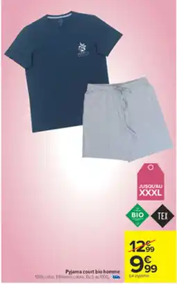 Carrefour Pyjama court bio homme offre