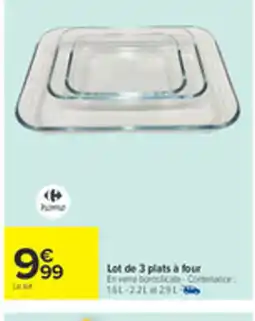 Carrefour Lot de 3 plats à four offre