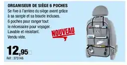 Autobacs Organiseur de siège 6 poches offre