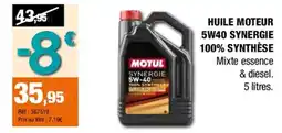 Autobacs Huile moteur 5w40 synergie 100% synthèse offre