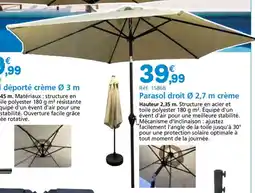 Provence Outillage Parasol déporté crème offre