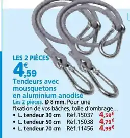 Provence Outillage Tendeurs avec mousquetons en aluminium anodise offre
