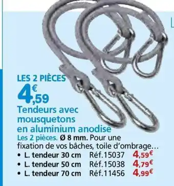 Provence Outillage Tendeurs avec mousquetons en aluminium anodise offre