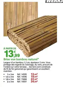 Provence Outillage Brise vue bambou naturel offre