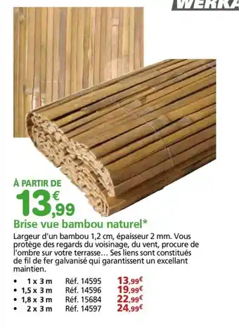 Provence Outillage Brise vue bambou naturel offre