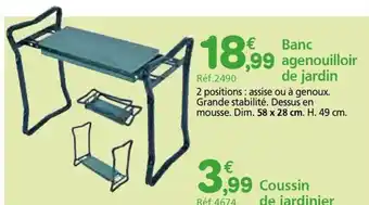 Provence Outillage Banc agenouilloir de jardin offre