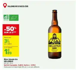 Carrefour Bière blonde bio HELLEMUS offre