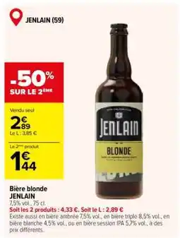 Carrefour Bière Blonde Jenlain offre