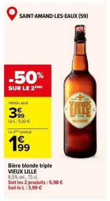 Carrefour Bière blonde triple VIEUX LILLE offre