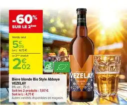 Carrefour Bière blonde Bio Style Abbaye VEZELAY offre