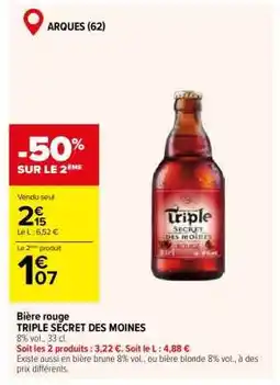 Carrefour Bière Rouge Triple Secret Des Moines offre