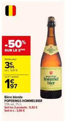 Carrefour Bière blonde POPERINGS HOMMELBIER offre
