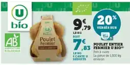 Hyper U Poulet Entier Fermier U Bio offre