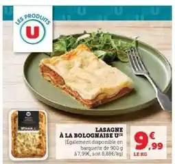 Hyper U Lasagne à la Bolognaise U offre