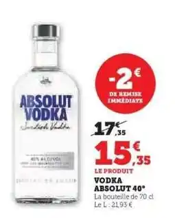 Hyper U Vodka Absolut 40° offre