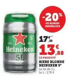 Hyper U Biere Blonde Heineken 5° offre