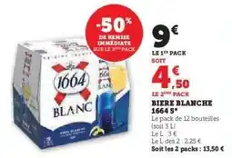 Hyper U BIERE BLANCHE 1664 5° offre