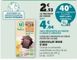 Hyper U Chocolat Noir U Bio offre