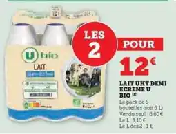 Hyper U Lait UHT Demi Écrémé U Bio offre