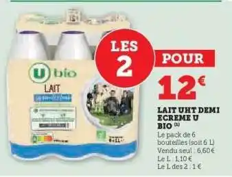 Hyper U Lait UHT Demi Écrémé U Bio offre