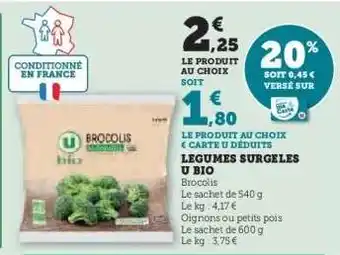 Hyper U LEGUMES SURGELES U BIO offre