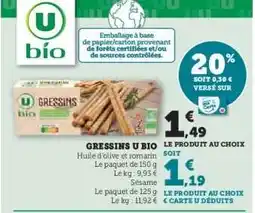 Hyper U Gressins U Bio offre