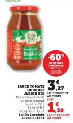 Hyper U Sauce Tomate Cuisinée Jardin Bio offre