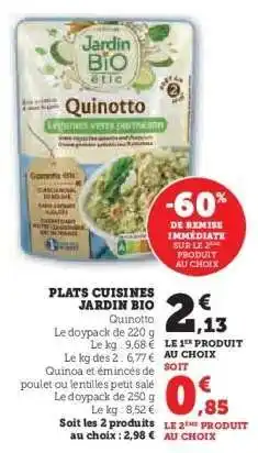 Hyper U PLATS CUISINES JARDIN BIO Quinotto offre