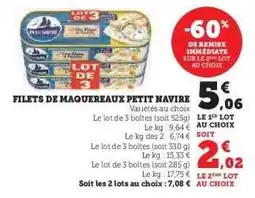 Hyper U Filets de Maquereaux 'Petit Navire' offre