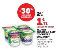 Hyper U Yaourt brassé au lait de chèvre Soignon offre