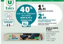 Hyper U Pâte à Tarte U Bio offre