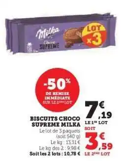 Hyper U Biscuits Choco Supreme Milka offre