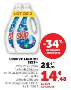 Hyper U LESSIVE LIQUIDE SKIP offre