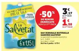 Hyper U Eau Minérale Naturelle Gazeuse Salvetat offre