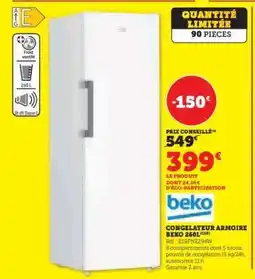Hyper U CONGELATEUR ARMOIRE BEKO 260L offre