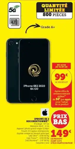 Super U iPhone SE 2 Reconditionné offre