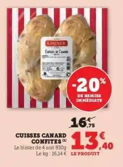 Hyper U CUISSES CANARD CONFITES offre