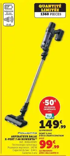 Hyper U Aspirateur balai X-Pert 7.60 Rowenta offre